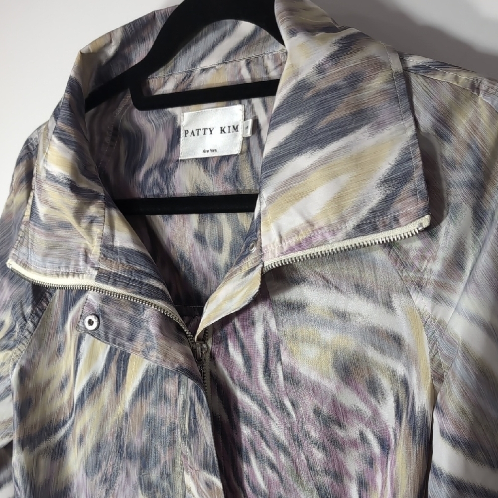 Patty Kim | Pastel Marble Wave Lightweight Utility Blazer Trench Jacket Size S